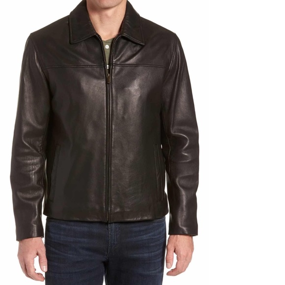 Cole Haan Men's Lambskin Black Leather Jacket S